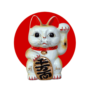 Winkekatze Maneki Neko   Die japanische Winkekatze als Autoaufkleber